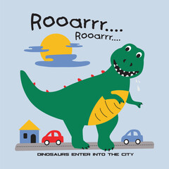 Obraz premium dinosaurs are roaring and running,design cartoon vector illustration