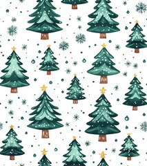 seamless of  Seamless pattern of stylized green Christmas trees on a white background , isolated on white background,  , copy space, copy space for text,