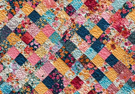 seamless of  Quilting Patchwork Floral Fabric Squares