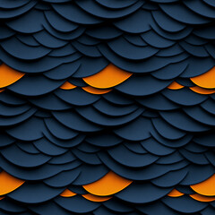 Obraz premium The image is a blue and orange pattern of circles. The pattern is very intricate and detailed, with each circle overlapping the one below it