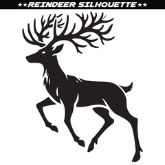 Silhouette of reindeer. Male and female deer isolated on a white background. Eps 10