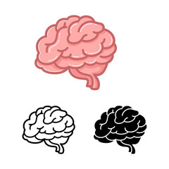 Human brain icon set. Thinking, mind refresh, brain health, creative vector illustration.