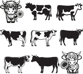 Cow Silhouette Icon vector graphic design
