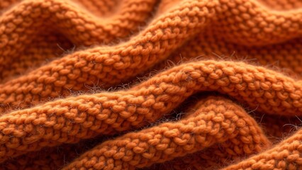 Fototapeta premium High-Resolution Terracotta Knit Fabric Texture, Soft Orange-Brown Woolen Background for Textile Design, Wallpaper, and Interior Decoration