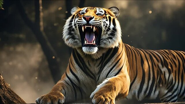 wild tiger roaring black roar hunt animal 4k cat wildlife carnivore hunter predator face beautiful fur gaze danger siberian angry nature bengal eye expression anger
