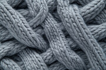 Intricate Gray Knit Carpet Texture Close-Up