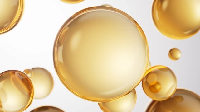 Golden liquid oil bubble background, 3d rendering.