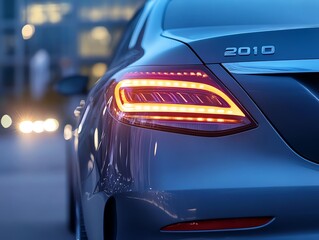 GPSEnabled Car Headlights Intelligent headlights on a luxury vehicle adjusting beam direction based on GPS data