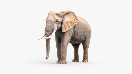 Obraz premium A realistic 3D rendering of an elephant standing on a plain background.