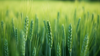 Obraz premium Lush Green Wheat Field, Ready for Harvest - Wide View Photography