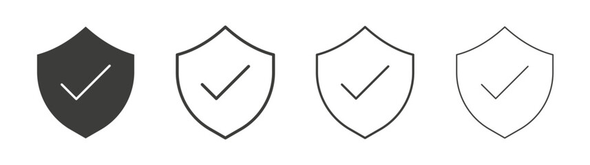 Shield check mark icon pack. vector illustration