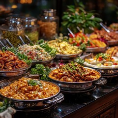 Obraz premium Delicious Buffet Food Catering Restaurant Dishes Culinary Variety