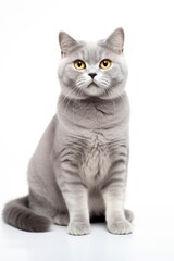 Obraz premium A cat sitting on white background looking at the camera.