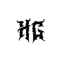 HG monogram logo design letter text name symbol monochrome logotype alphabet character simple logo