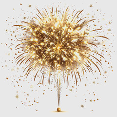Stunning Golden Firework Explosion with Sparkles and Shimmering Effects in Celebration Atmosphere for New Year or Festive Events