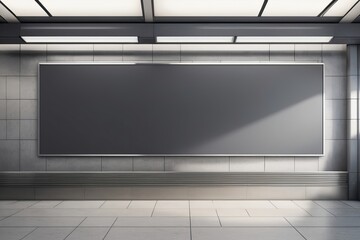 Modern Subway Wall with Blank Billboard: Prime Advertising Space
