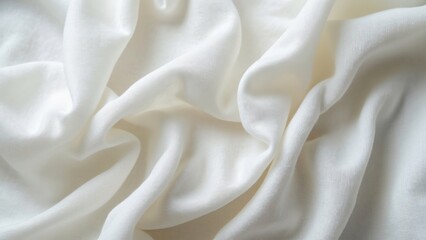 Obraz premium High-Resolution Close-up of Draped White Tencel Fabric, Luxurious Texture and Soft Flowing Creases, Studio Photography