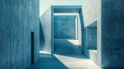 Obraz premium Minimalist concrete architecture with light streaming through