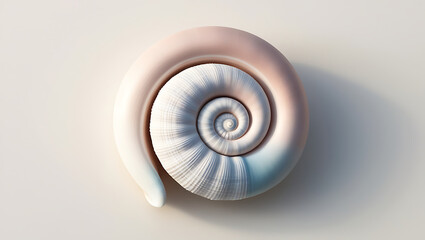 A stylized seashell with a spiral shape, its form represented with concentric, clean lines and soft, muted pastel colors.

