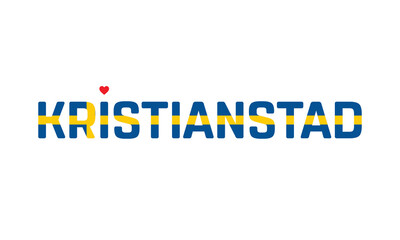 I Love Kristianstad, Typographic Design of I Love Kristianstad with a flag of Sweden on a white background, Kristianstad city of Sweden with heart, Kristianstad, I love Sweden