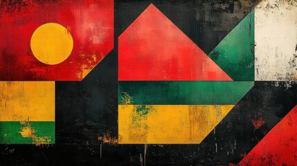 Abstract Background for Black History Month and Juneteenth Celebration in Bold Geometric Shapes with Vibrant Colors