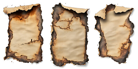 Set of burnt holes of paper isolated on white background,ripped paper with burned edges on white background,texture and background,Collection of burnt holes in piece of paper isolated on white,Ai