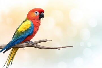 Obraz premium Vibrant tropical bird perched on a branch lush environment wildlife photography close-up view nature's beauty