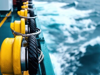 Macro view of the antiroll stabilizers, minimizing ship movement during rough seas for safer cargo transport