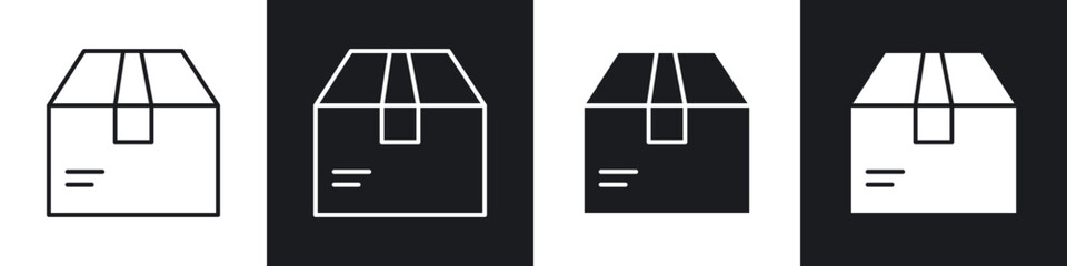 Box icon vector collection in black and white.