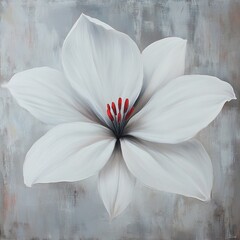 White Flower Painting: Elegant Bloom, Serene Botanical Art