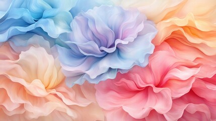 Fototapeta premium A vibrant arrangement of soft, flowing floral designs in pastel colors.