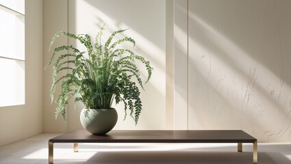 Interior background with plant 3d rendering
