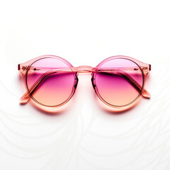 Pink Summer women beach fashion sunglass isolated on white background