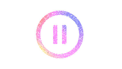 Icon pause circle is made up of LED square shapes. There are bright diodes and there are black dead diodes