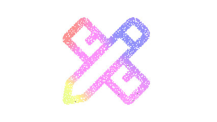 Icon pencil ruler is made up of LED square shapes. There are bright diodes and there are black dead diodes