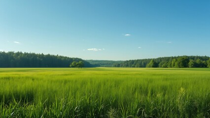Idyllic German Countryside, Lush Green Fields, Forests, and a Clear Blue Sky