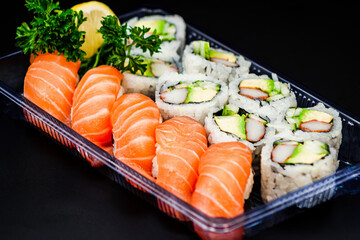 Salmon Nigiri and California Roll Sushi Platter

