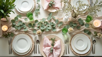 Elegant Spring Table Setting, Easter or Valentine's Day Dinner Party