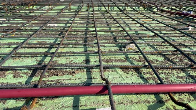 Close-up of Rebar steel frame work