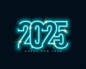 Obraz premium glowing neon 2025 new year event background design