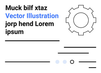 Text elements in varying fonts and sizes, gear symbol, lines, and circles convey a professional and modern look. Ideal for business presentations, technology websites, landing pages, corporate