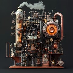Steampunk Machine: A Detailed Victorian-Era Engine
