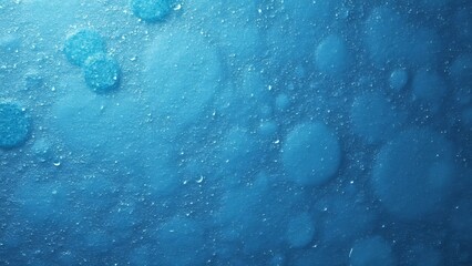 Fototapeta premium Ultra-Realistic Top-Down View of a Blue Glittery Surface with Water Droplets and Bubbles - Abstract Texture Background