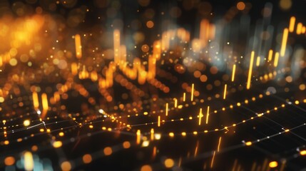 Fototapeta premium Abstract Digital Network: Glowing Orange Nodes and Connections