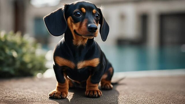 miniature dachshund video dog pet black brown animal ng studio white portrait funny long
