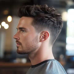 Fototapeta premium Modern Men's Hairstyle: Short, Textured, and Stylish