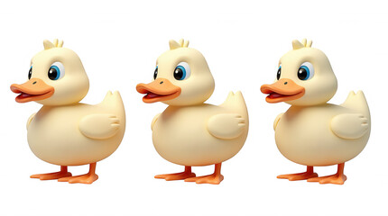 Fototapeta premium Playful Duckling Trio Illustration on Transparent Background for Design Projects and Overlays