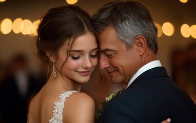 A tender father-daughter dance, filled with unspoken love and bittersweet joy.  A cherished moment captured forever.