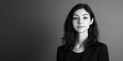 Fototapeta premium Black-and-white studio portrait of a young professional against a plain background