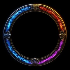 Ornate Circular Frame With Vibrant Color Accents